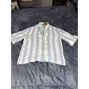 Faherty Brand Women's Button Up Shirt Small Blue Striped The Sun & Waves‎ Co